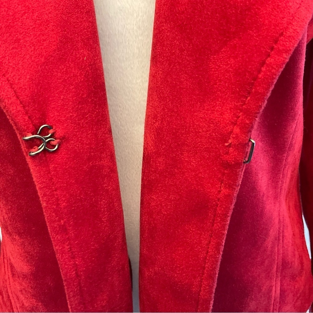 Emmeline Petite Red Faux Suede Open Front Jacket PS - Picture 12 of 15